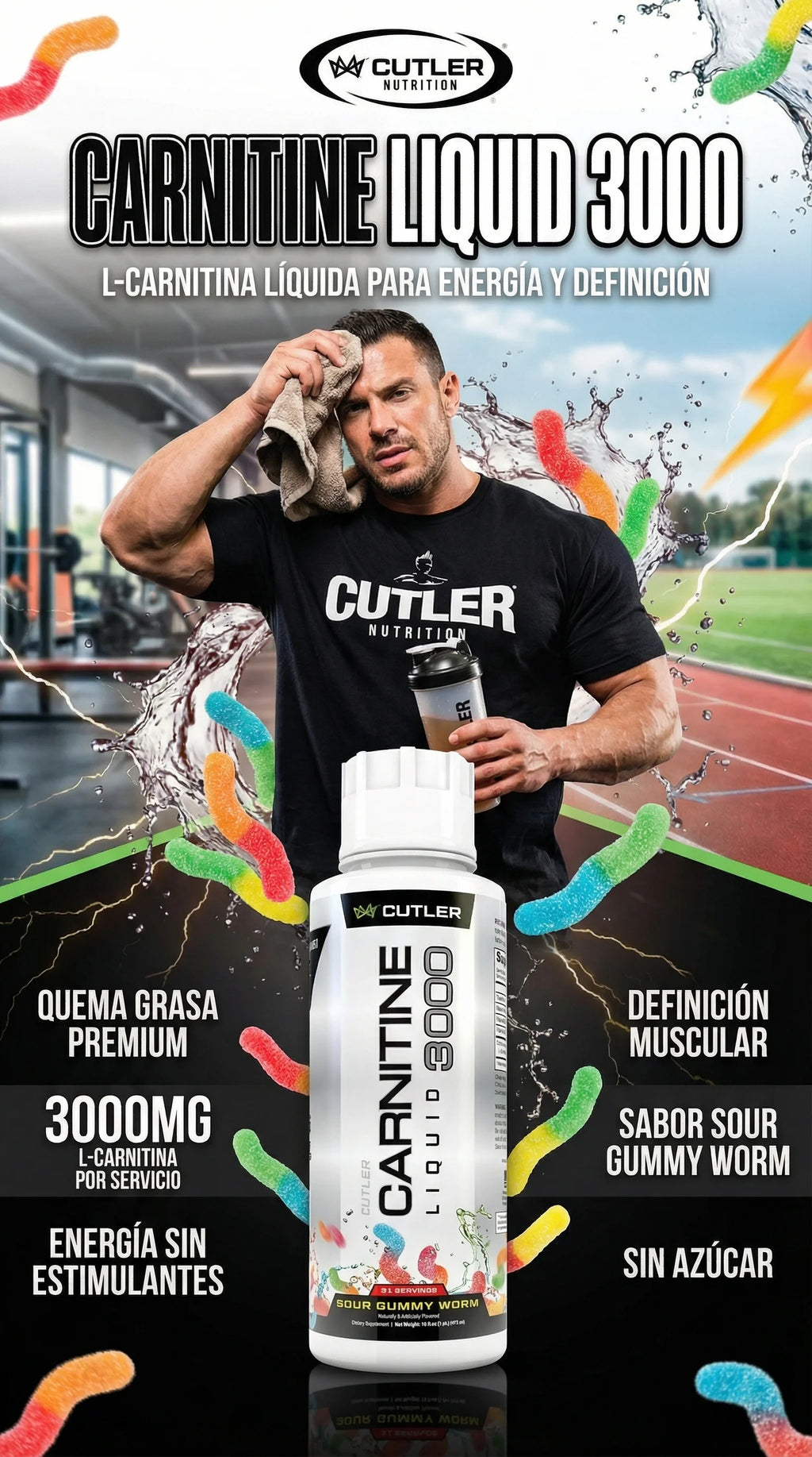 Carnitina Liquida 3000 Cutler Nutrition (Sin azúcar)