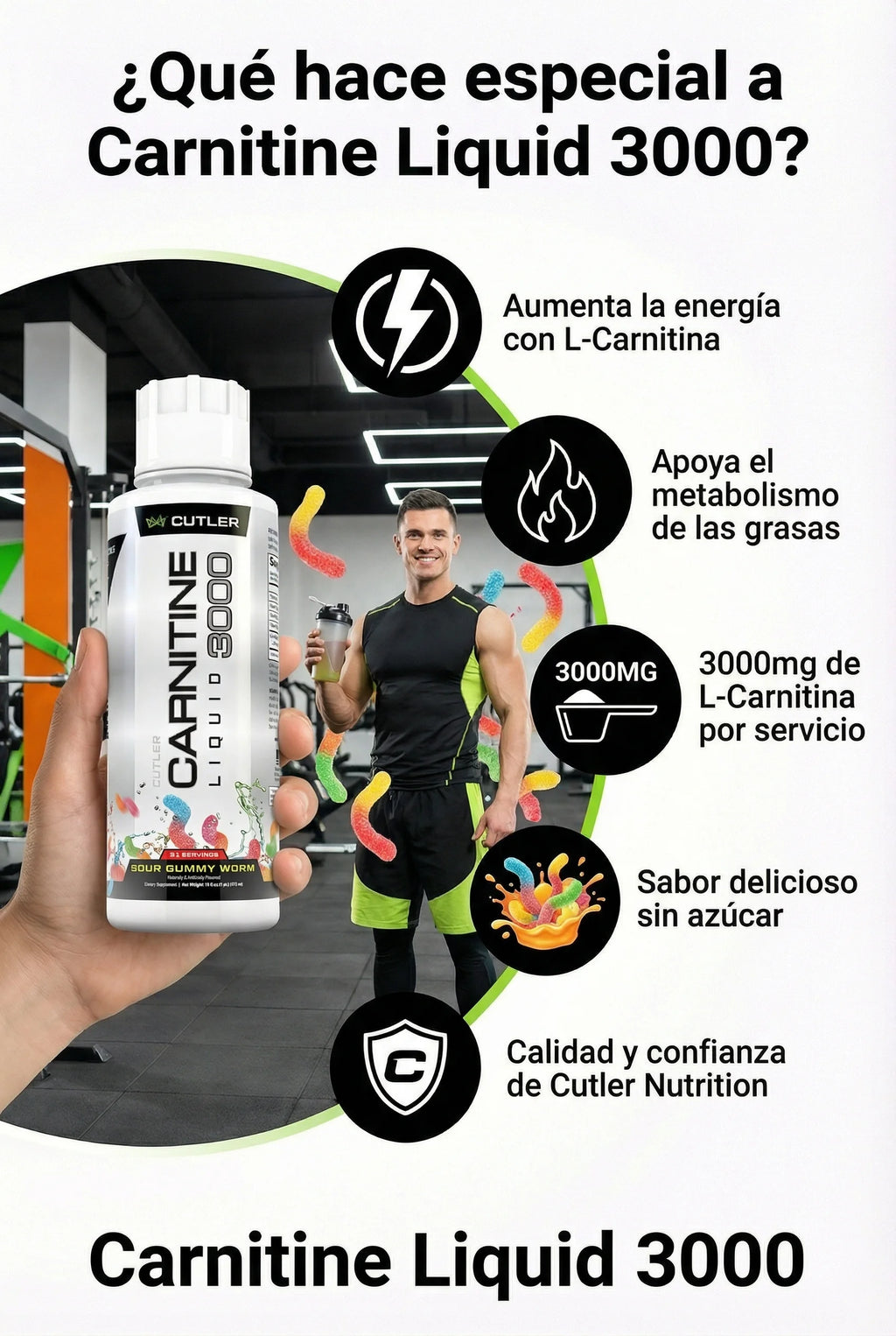 Carnitina Liquida 3000 Cutler Nutrition (Sin azúcar)